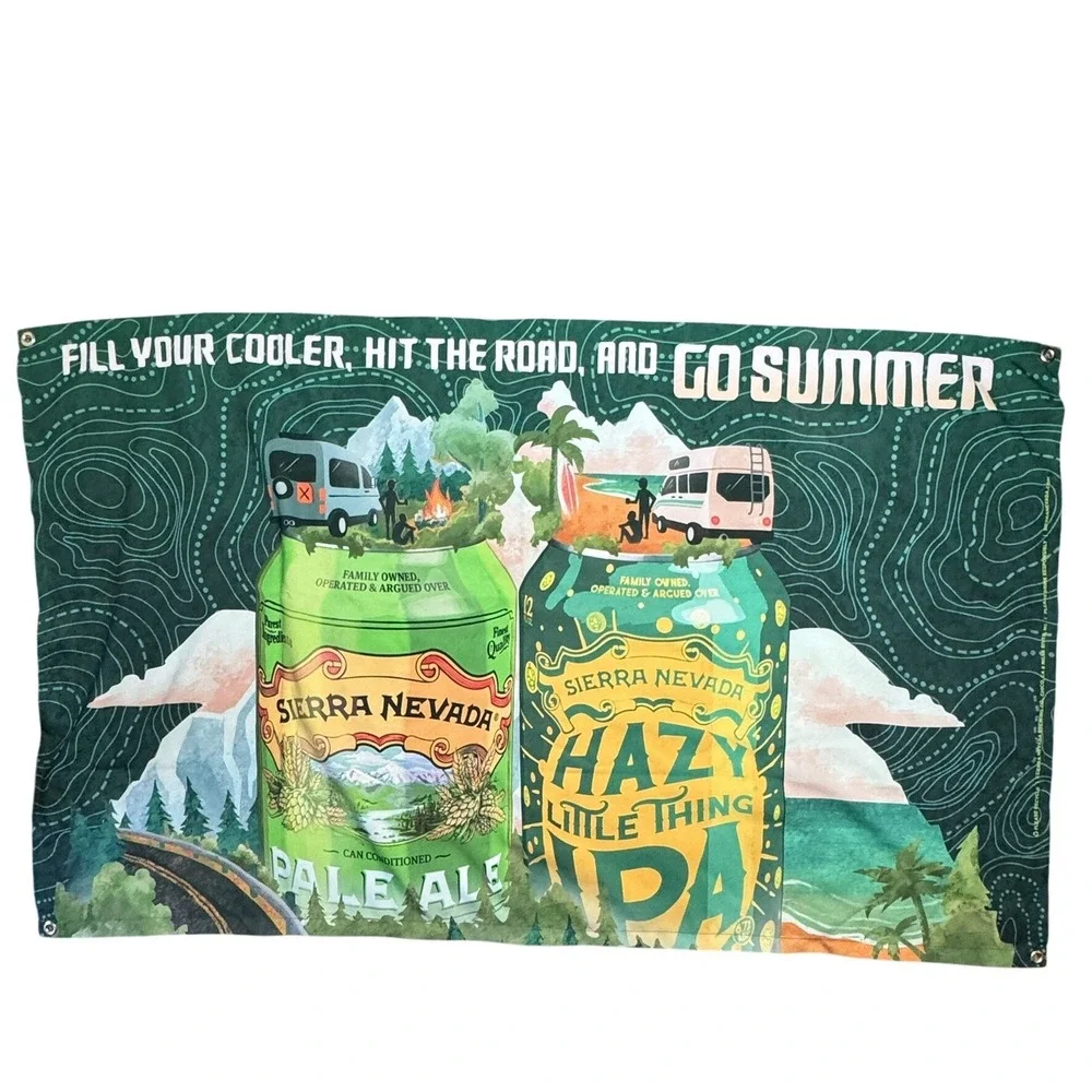 Sierra Nevada Beer Banner and Otra Vez Tin Sign Bar Decor Set 2pc